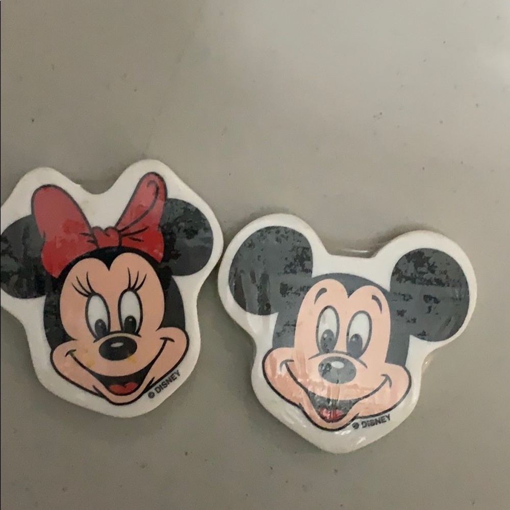 Vintage unopened Mickey and Minnie erasers.